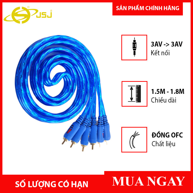 Dây Tín hiệu 6 Đầu Bông Sen (RCA) Lõi Đồng Cao Cấp JSJ-638 Dài 1.8m