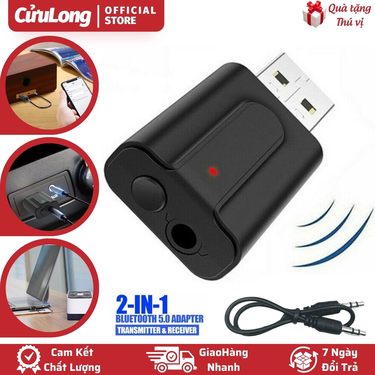 USB Bluetooth 5.0 Audio cho loa ô tô tivi máy tính PC amply âm ly tai nghe headphone bộ thu phát nghe nhạc không dây âm thanh CuuLongstore