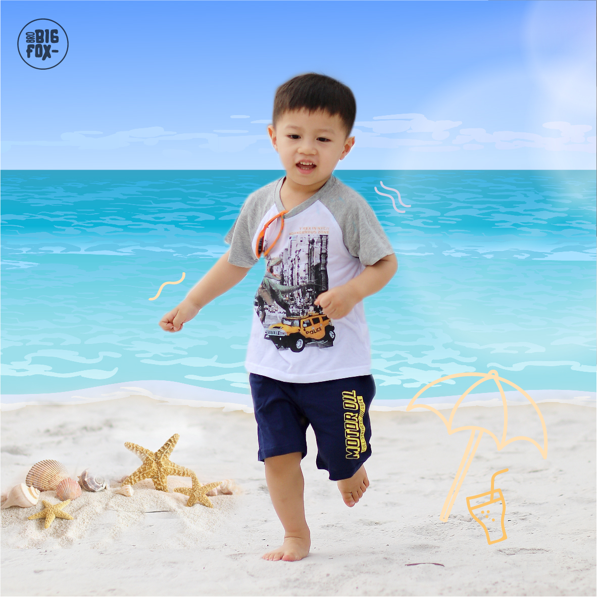 Áo bé trai size đại, áo cộc tay cho bé chất cotton phong cách Âu Mỹ hình in Khủng Long & Ô tô 11 – 37 kg QATE
