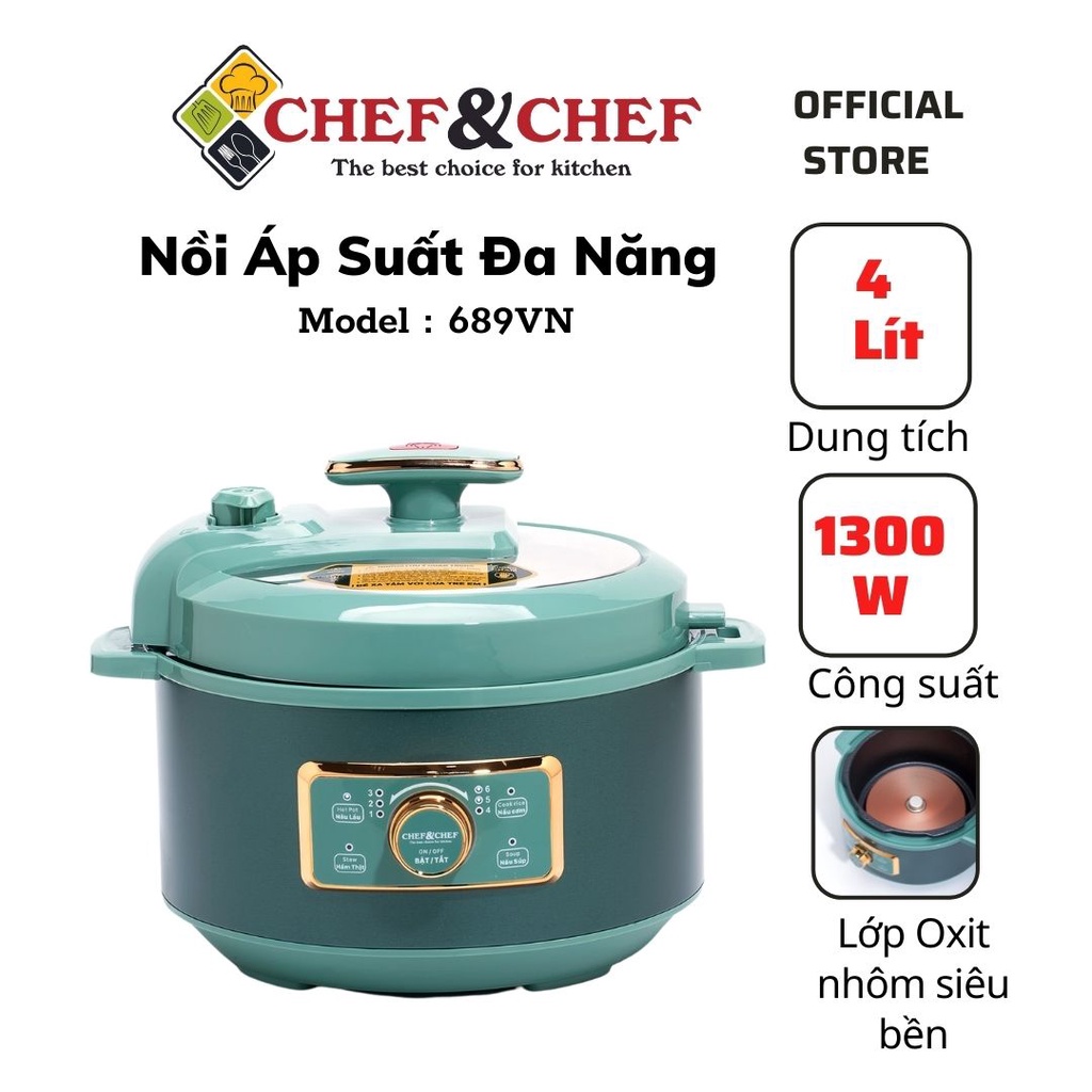 Nồi áp suất đa năng chef&chef 689vn sở hữu 6 chức năng và có thể thay thế được các thiết bị khác trong gia đình.