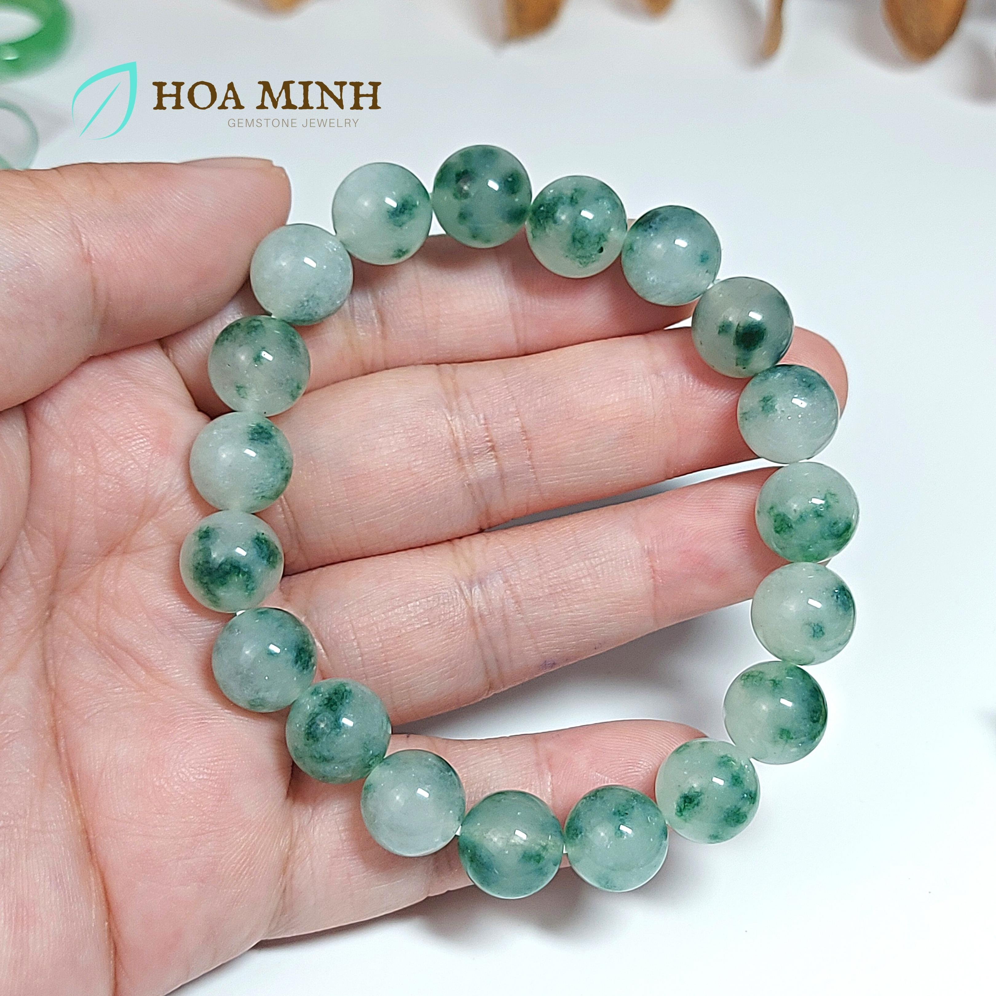 Vòng tay mã não xanh hoa bay size 6 li 10 li 12 li hợp mệnh mộc hỏa | hoa minh gem