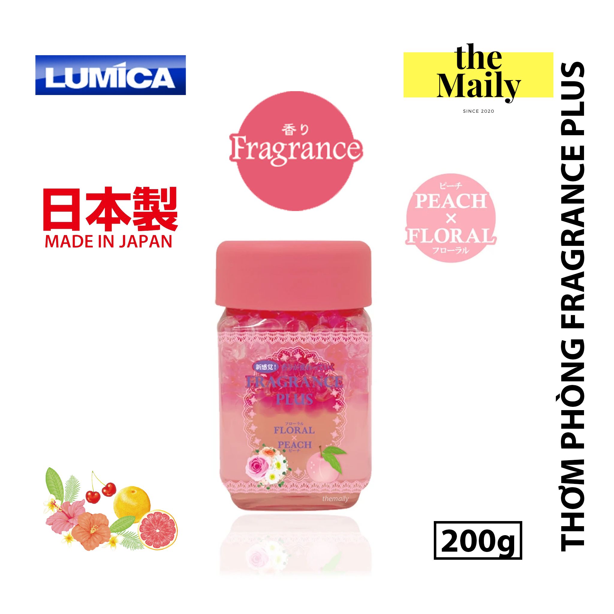 Sáp Thơm Phòng Khửi Mùi Cao Cấp Fragrance Plus 200g Hương Đào x Hoa  – Nội Địa Nhật Bản