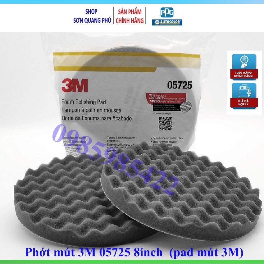 Phớt mút đánh bóng 3m 05725 dạng sóng bước 2 đĩa xốp đánh bóng 3m 05725 3m 8inch 22cm pad xốp vattusonoto_8856