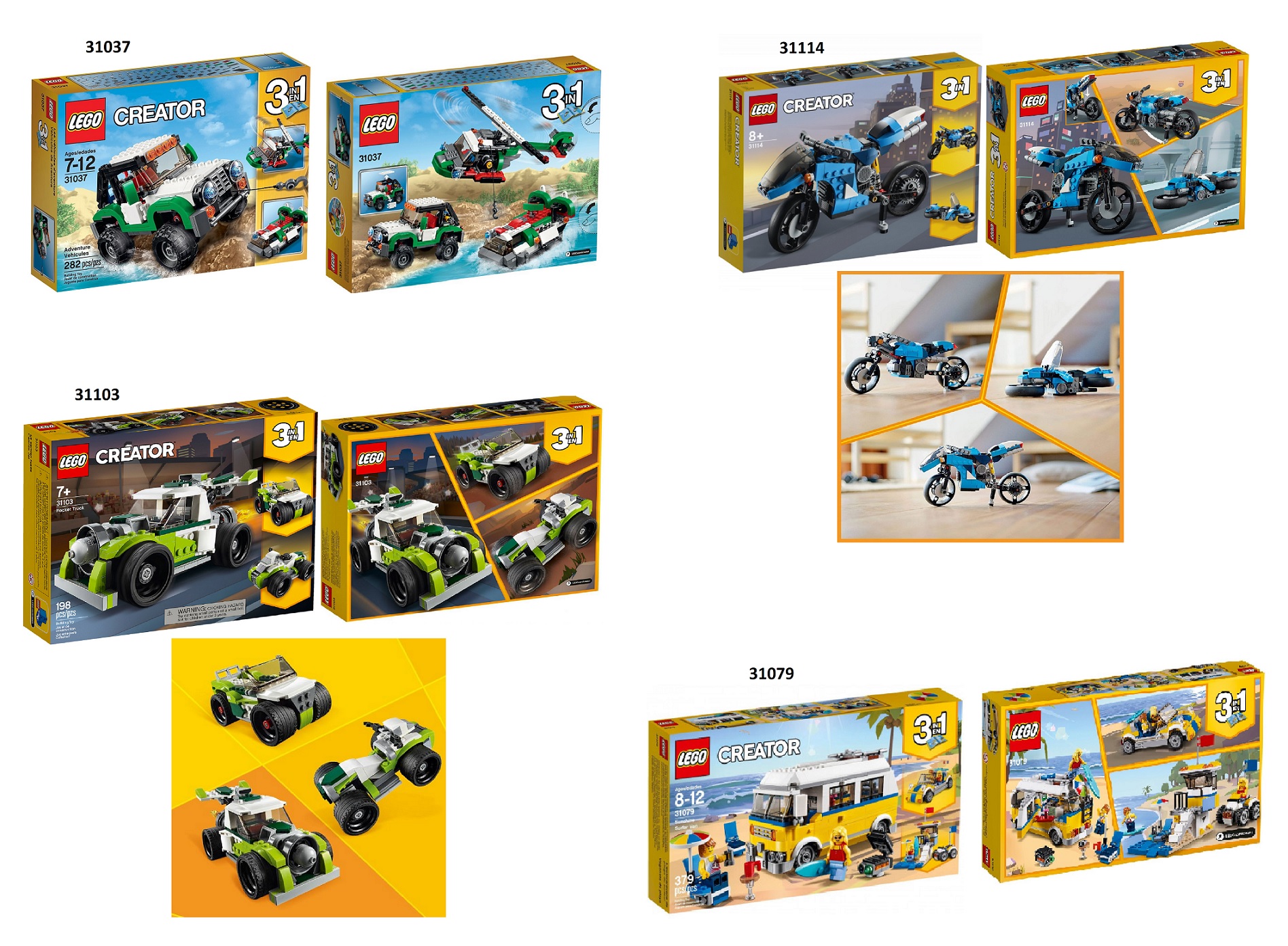 Lego - creator - tuyển tập các kiểu xe - thuyền - nhà