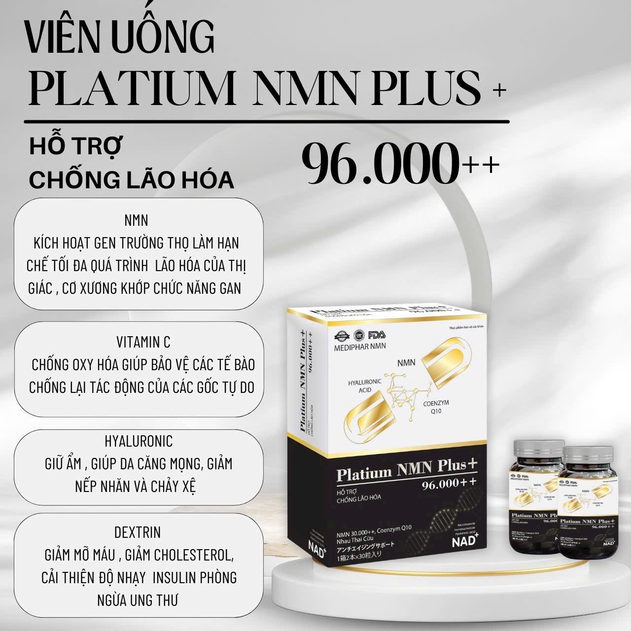 Viên Uống Đẹp Da Collagen NMN Ngăn Ngừa Lão Hóa, Sạm Nám Cấp Nước Cho Da 60ml