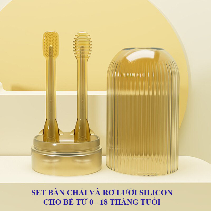Set rơ lưỡi bàn chải silicon cao cấp-an toàn-siêu mềm mại cho bé từ 0-18 tháng Nevaki NK11