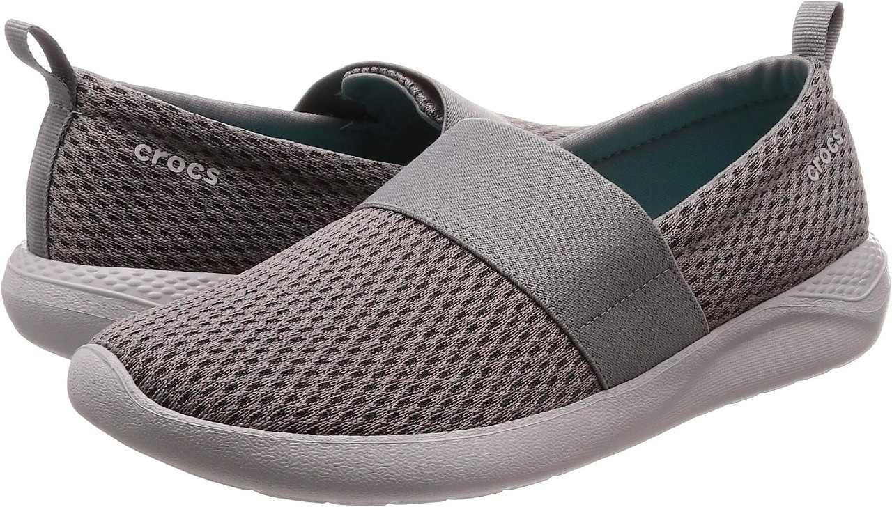 Giày vải thun lưới cross literide slipon cho nữ màu ghi xám