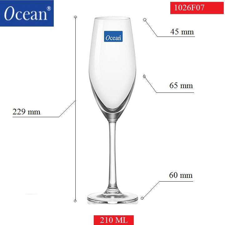 Bộ 6 ly thủy tinh champagn.e flute sante ocean - 1026f07 – 210ml