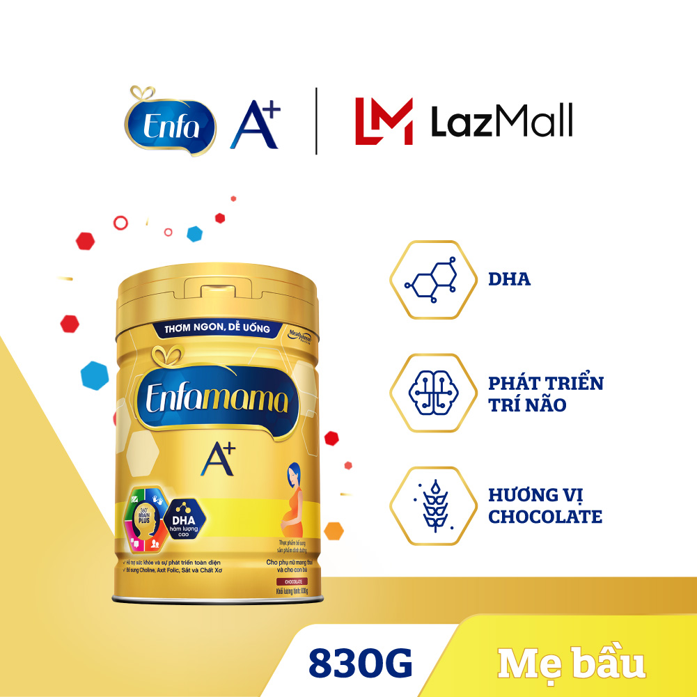 Sữa bầu enfamama a+ 830g hương choco-cam kết hsd còn ít nhất 10 tháng