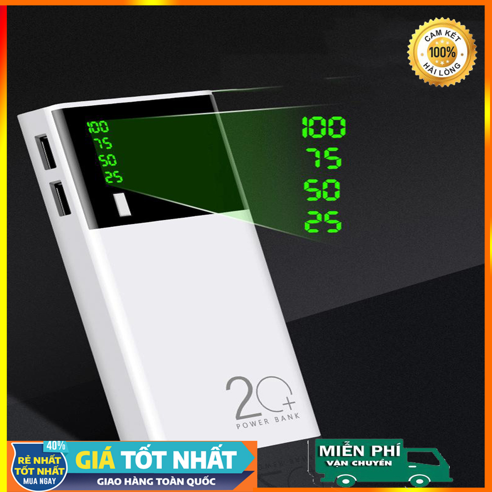 Xạc dự phòng, xạc điện thoại, xạc dự phòng 30000mah - hỗ trợ sạc nhanh cho tất cả thiết bị- có đèn và hiện thị % pin