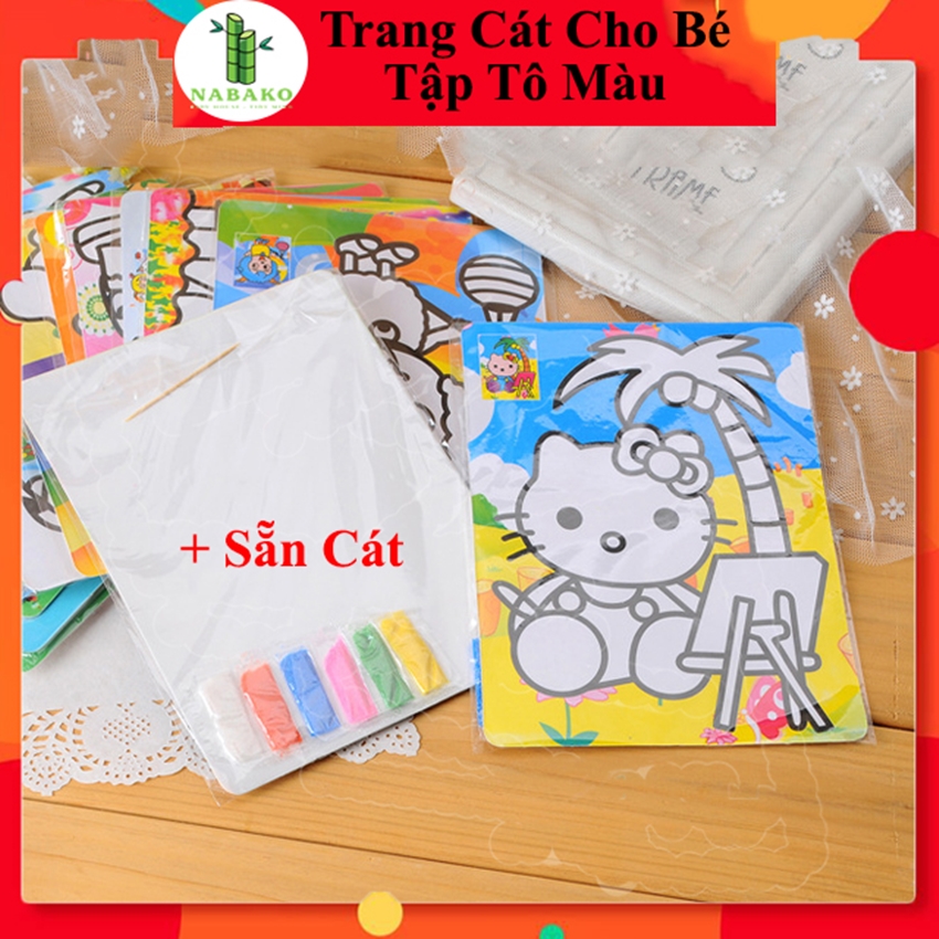 Tranh Cát Cho Bé Tập Tô Màu Tăng Tính Sáng Tạo - Nabako (Sẵn Cát) Tranh Cát Nhiều Mẫu Cho Bé Tập Tô