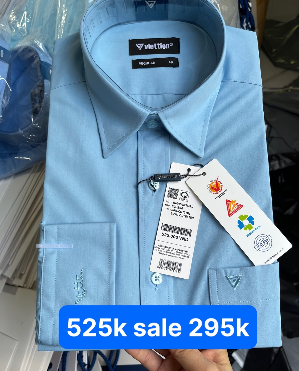 Việt tiến Áo sơ mi giá 525k sale 275k Form regular