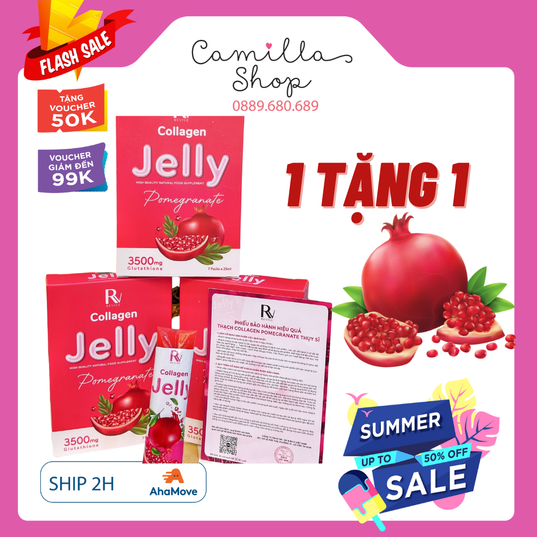 Thạch collagen jelly trắng da thạch lựu đỏ đẹp da