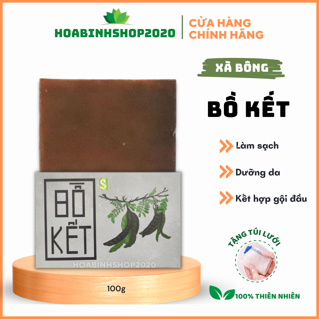 Xà bông bồ kết, xà phòng thiên nhiên kết hợp gội đầu htx sinh dược- 100g