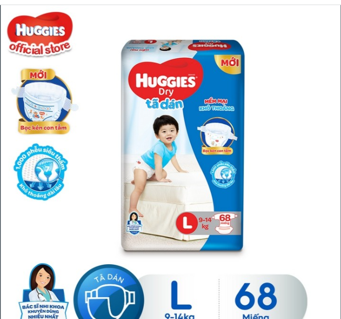 [ SALE TÃ GIẢM GIÁ ] TÃ DÁN HUGGIES SIZE L 68 MIẾNG [ Dành cho trẻ từ 9 -14 kg ]