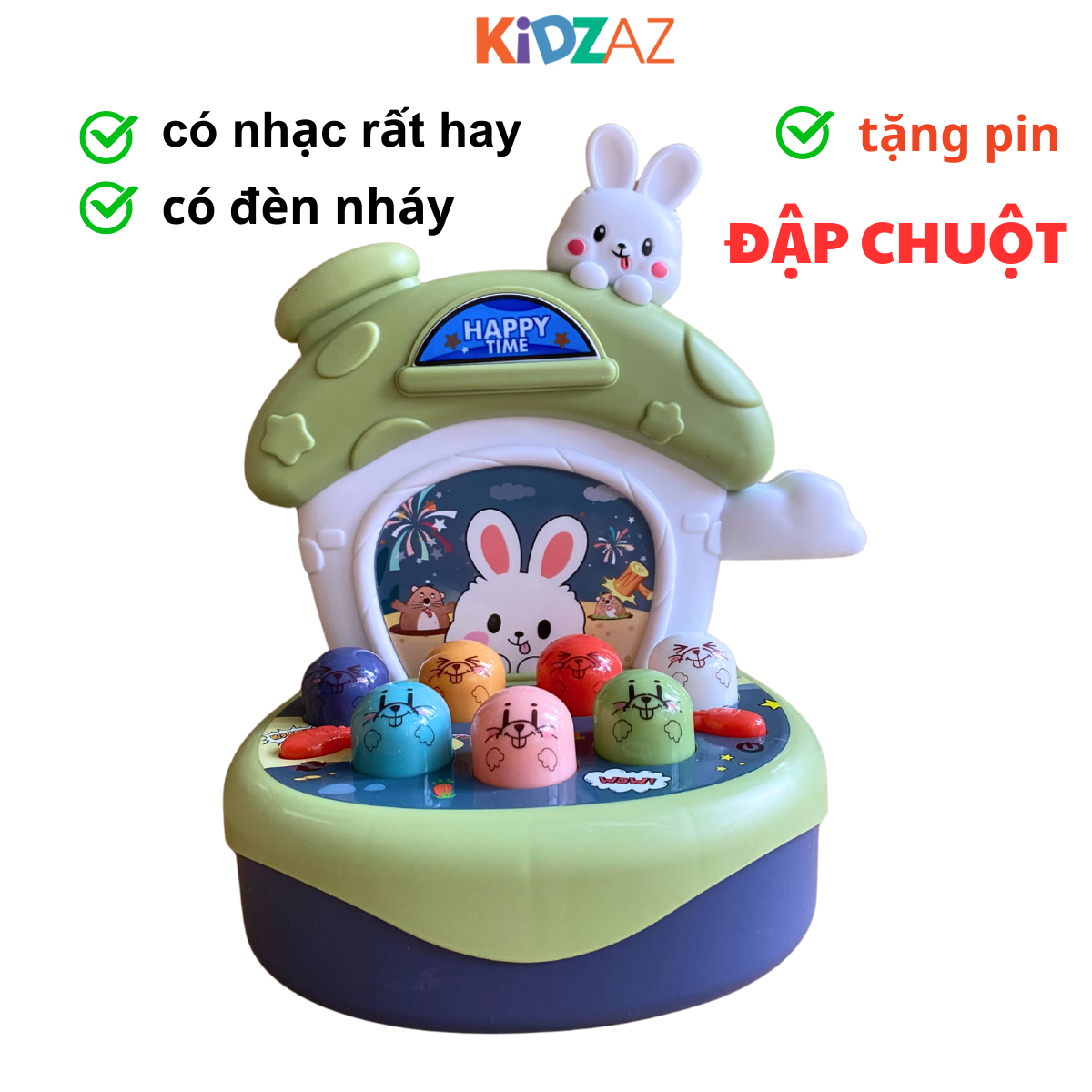 Đồ chơi đập Chuột hình Thỏ - Có đèn và âm nhạc rất vui - chạy pin