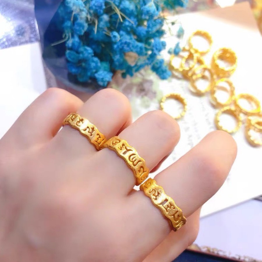 Nhẫn nữ khắc chữ om mani vàng - Nhẫn bát nhã ba la mật - Kioj