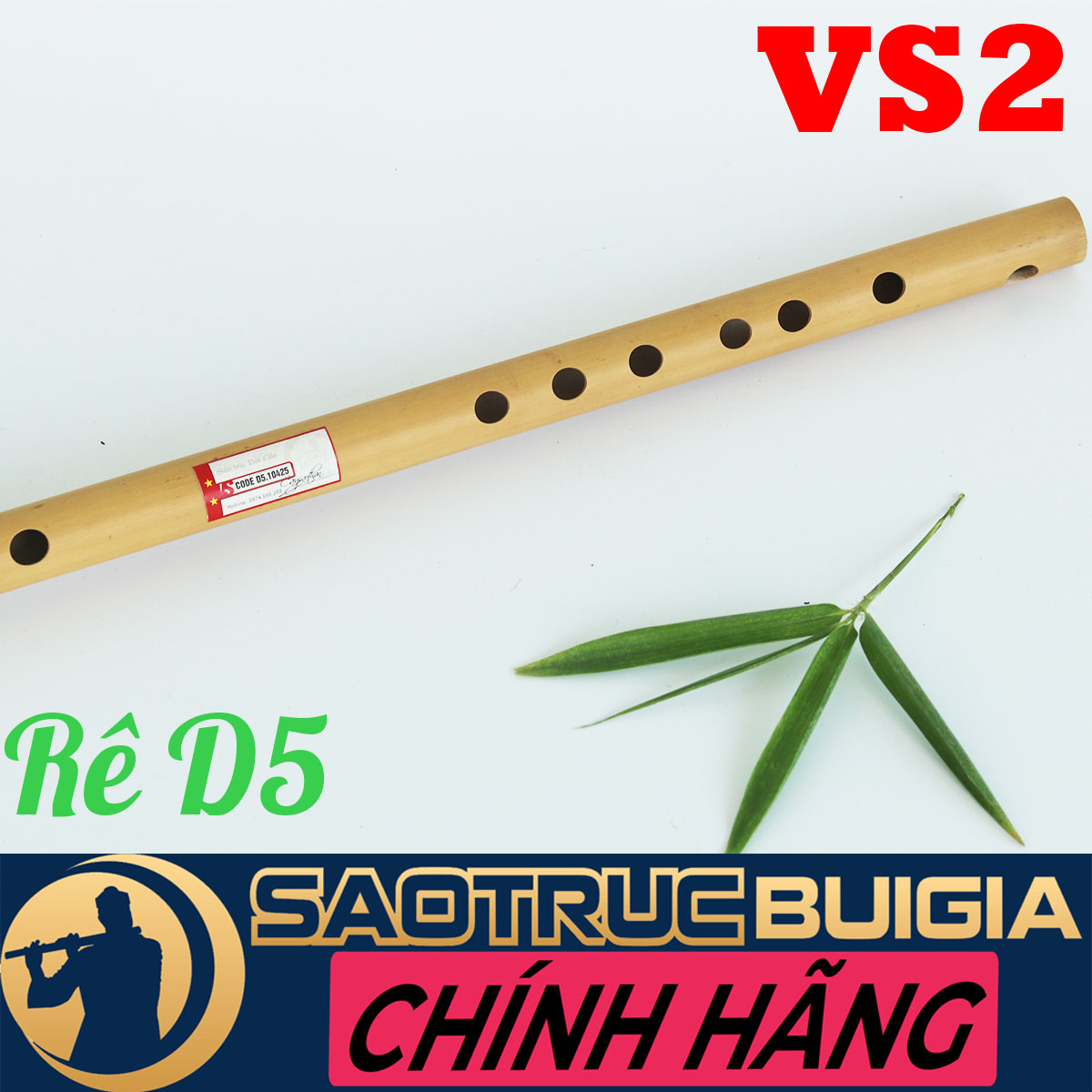 Sáo trúc Rê cao (D5) VS2 - Sáo trúc Bùi Gia - Dòng cao cấp tiêu chuẩn - Tặng sách học sáo