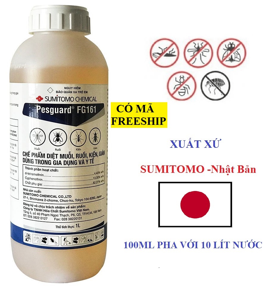 (An toàn-Hạ gục ngay) Hàng nhập Nhật - Thuốc diệt muỗi, kiến, gián, rệp... Pestguard 161 chai 1 lít
