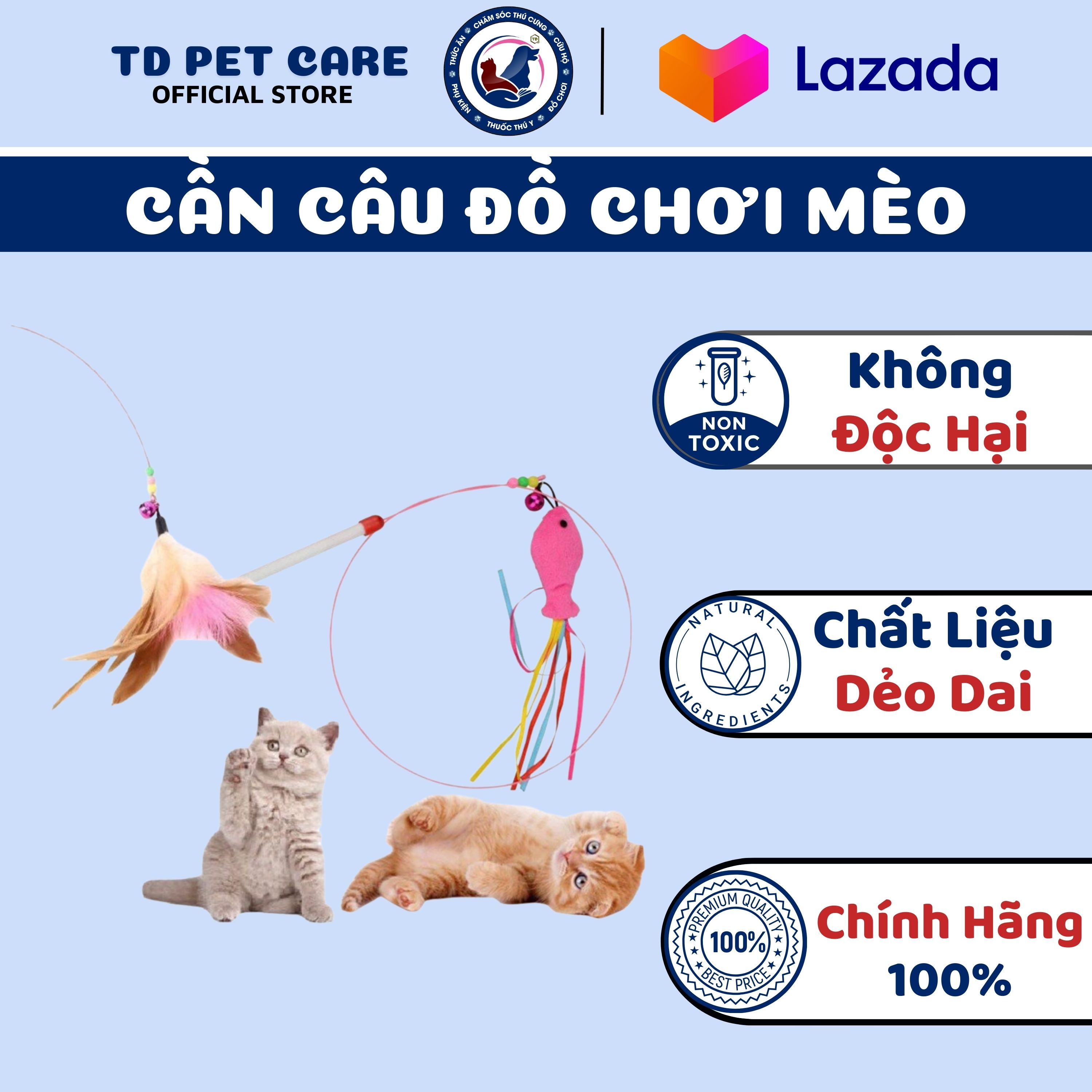 Cần câu cho mèo dây thép dành cho mèo - đồ chơi mèo - đồ chơi cho chó