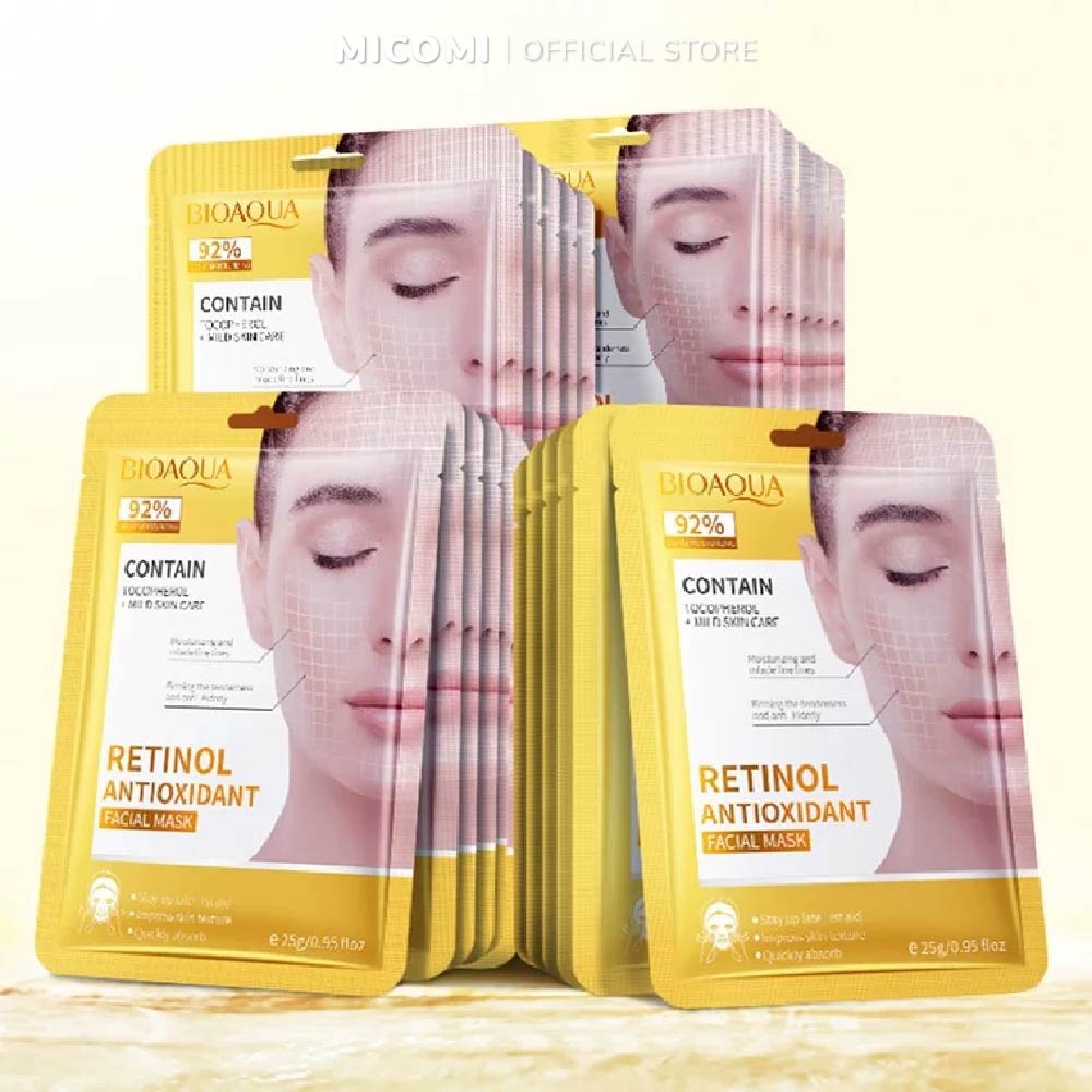 COMBO 10 Mặt Nạ Retinol Trẻ Hóa Giảm Mụn Mờ Thâm Nám Thâm Mụn Dưỡng Ẩm Trắng Da Mask Giấy Đắp Mặt Nội Địa Trung MICOMI Cosmetics