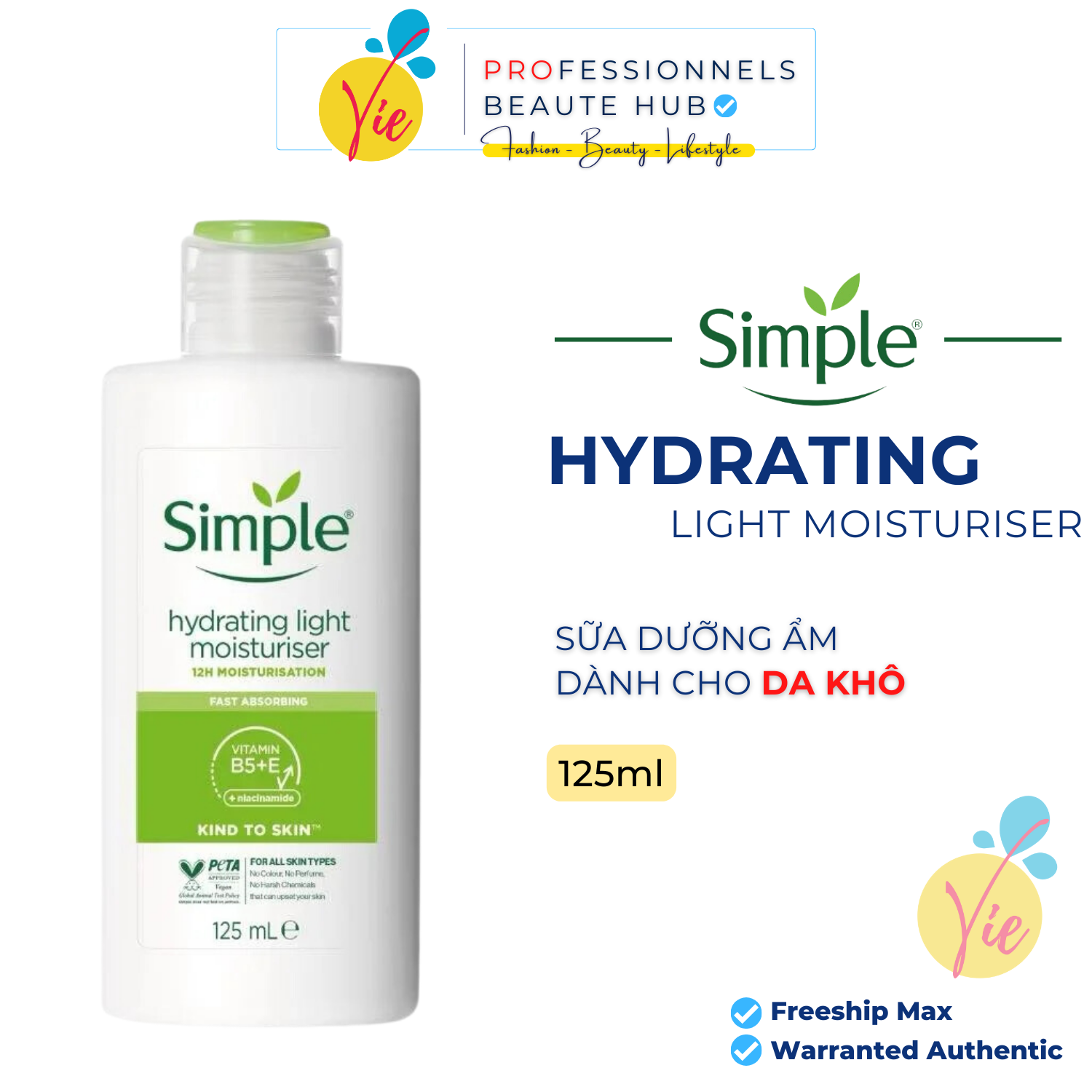 Lotion Dưỡng Ẩm Simple  Hydrating Light Moisturiser 125ml