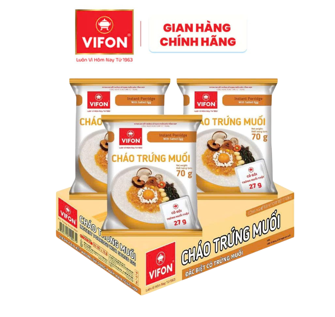 Cháo Trứng Muối VIFON Có Trứng Muối Thật 70g/ Gói