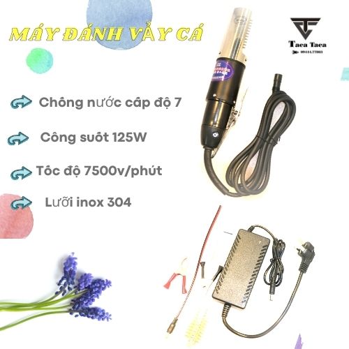 Máy đánh vảy cá chống thấm nước bằng điện kèm dây cắm 120v-220v hoặc pin 2200mAh