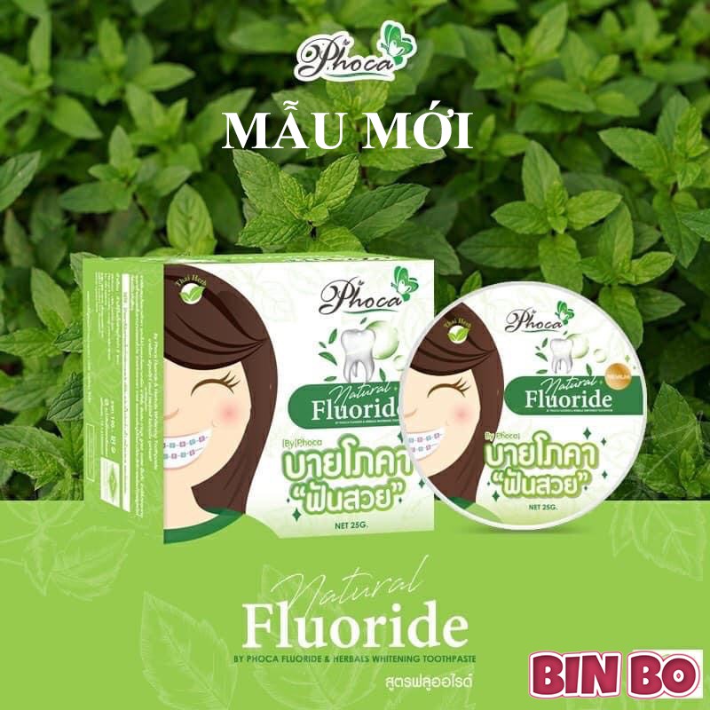 Combo 2 hộp Kem đánh răng Phoca Thái Lan, dùng cho người niềng răng, trắng răng thơm miệng, thảo dược, 25g