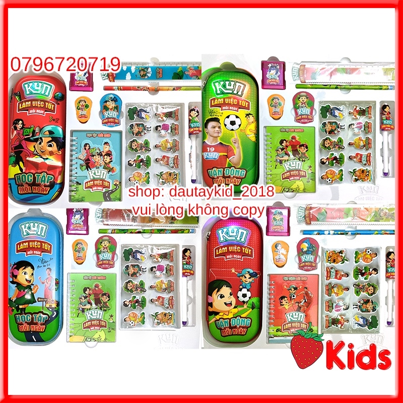 Bộ đồ dùng học tập Kun - Bộ đồ dùng Kun set 9 món cao cấp hàng khuyến mãi sữa Kun