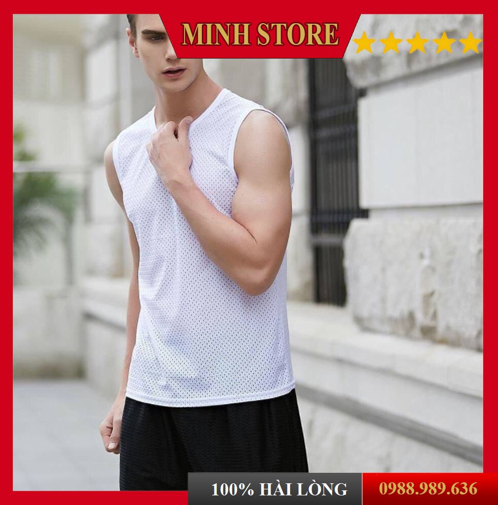 Áo Ba Lỗ Nam Lưới Thông Hơi sát nách mặc tập gym ở nhà Áo 3 lỗ nam thể thao siêu mát mùa hè - Minhstore5