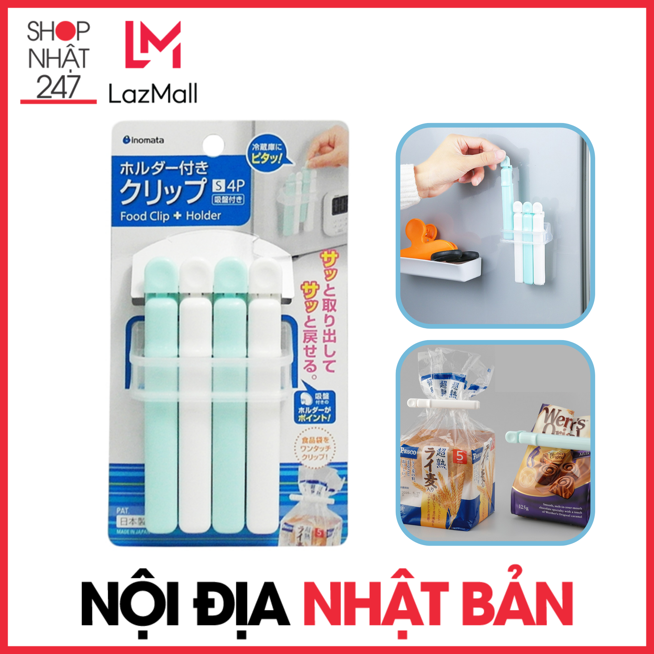 Set 4 kẹp miệng túi cỡ S nội địa Nhật Bản
