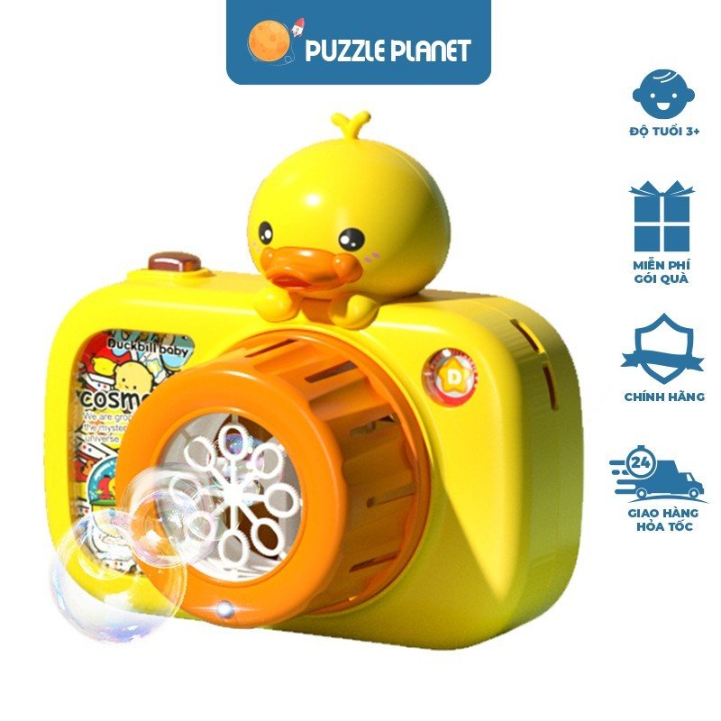 Máy ảnh thổi bong bóng xà phòng 8 lỗ hình vịt dễ thương cho bé
