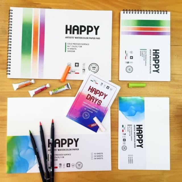 [Lấy mã giảm thêm 30%] GIẤY VẼ MÀU NƯỚC CHUYÊN NGHIỆP HAPPY