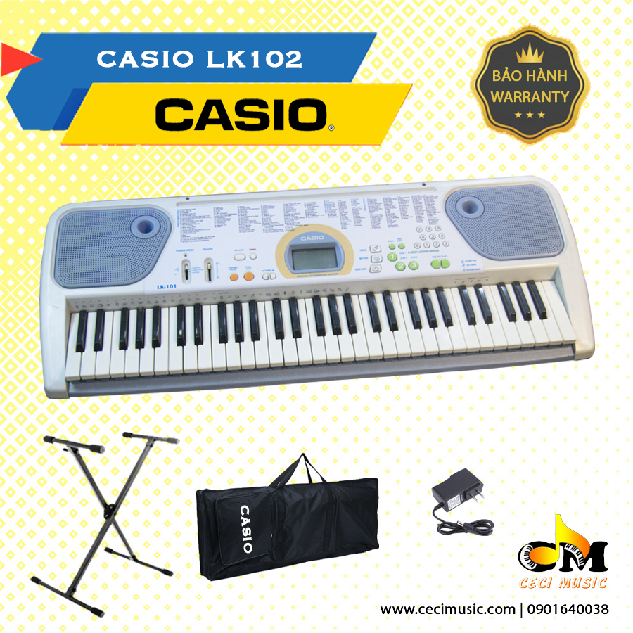 Đàn Organ Casio LK101 hàng nội địa Nhật,61 phím, phím sáng, chế độ tự học theo bài nhạc mẫu cho người mới.