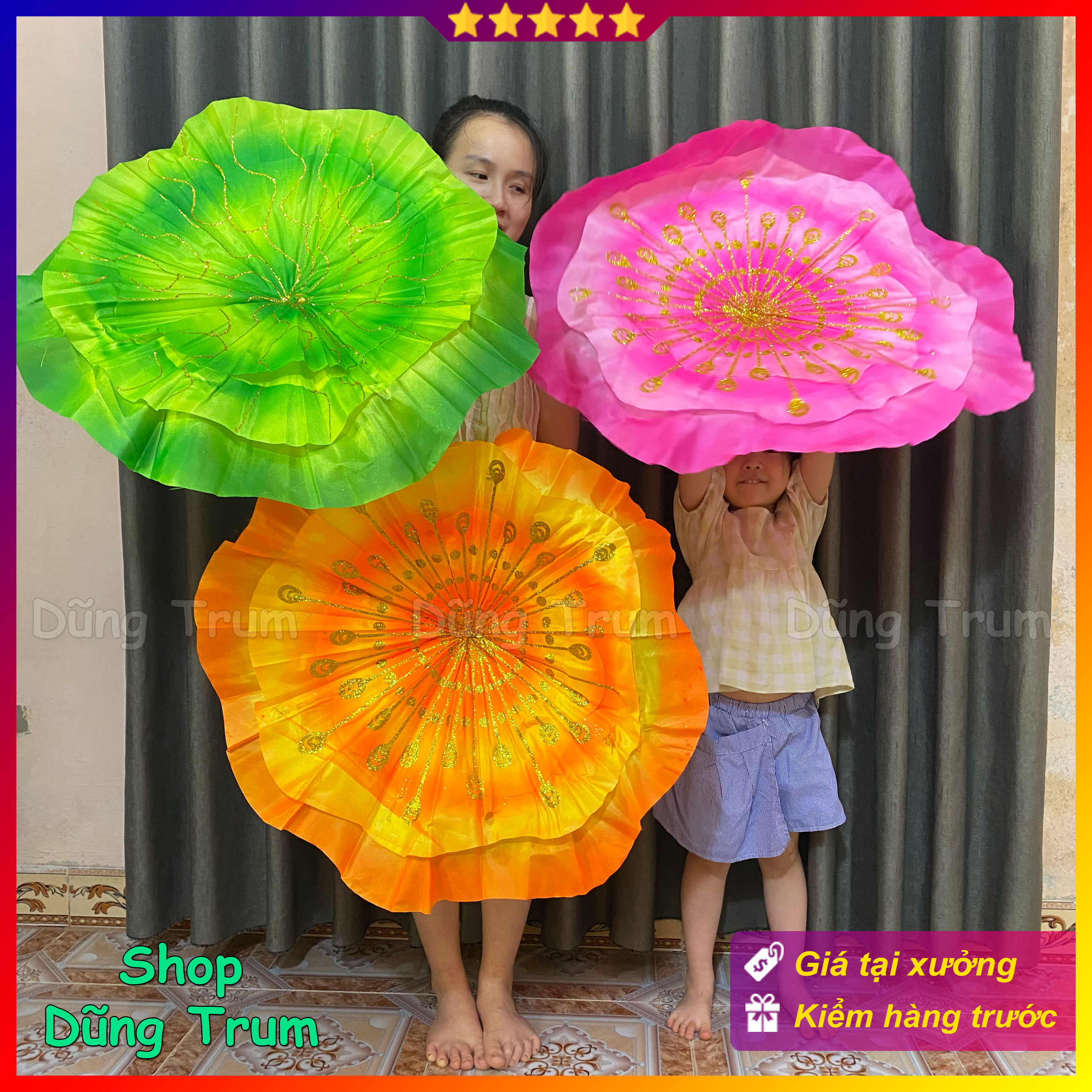 Lá sen múa văn nghệ biểu diễn nan sắt mềm và lụa phun kim tuyến cưc bền đẹp