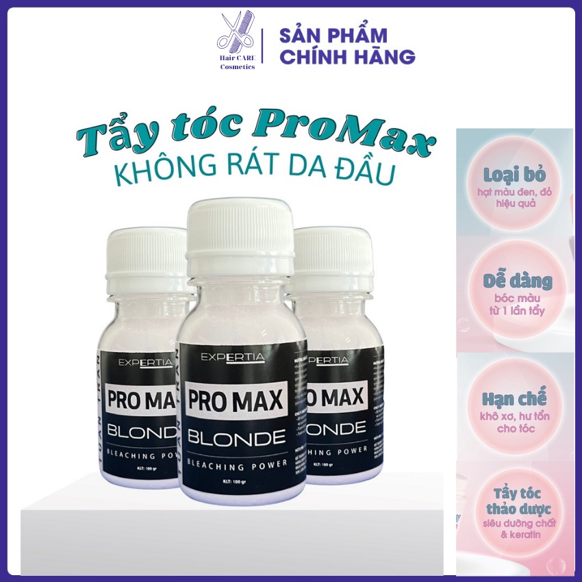 Thuốc tẩy tóc promax, bột tẩy tóc cao cấp không xót da đầu, tặng kèm oxy trợ nhuộm và gang tay