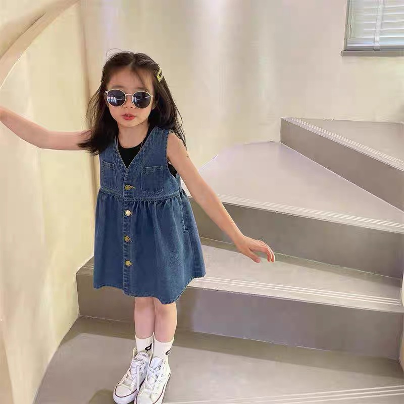 Váy bé gái, váy jean mềm sát nách 8-26kg