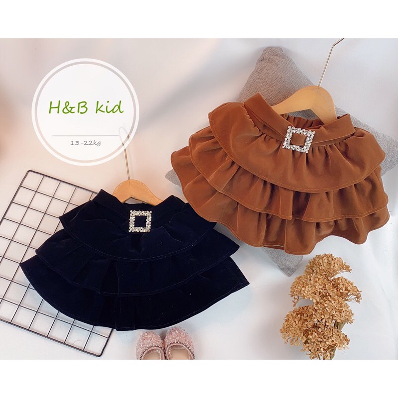 (Tổng Kho Sỉ Hy) - Chân Váy Nhung 3 Tầng Cho Bé Gái (8-25Kg
