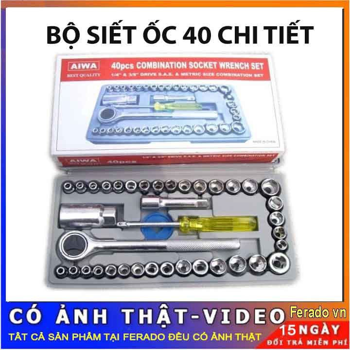 Bộ khẩu thông minh mở siết ốc và bugi 40 chi tiết