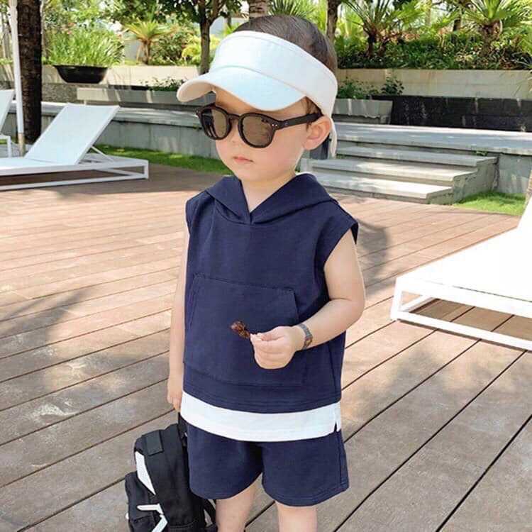 BỘ THUN SÁT NÁCH CÓ NÓN CHO BÉ TRAI TỪ 28-42KG * Thời trang trẻ em * Sumikid * thời trang hè cho bé trai * đồ thun sát nách bé trai
