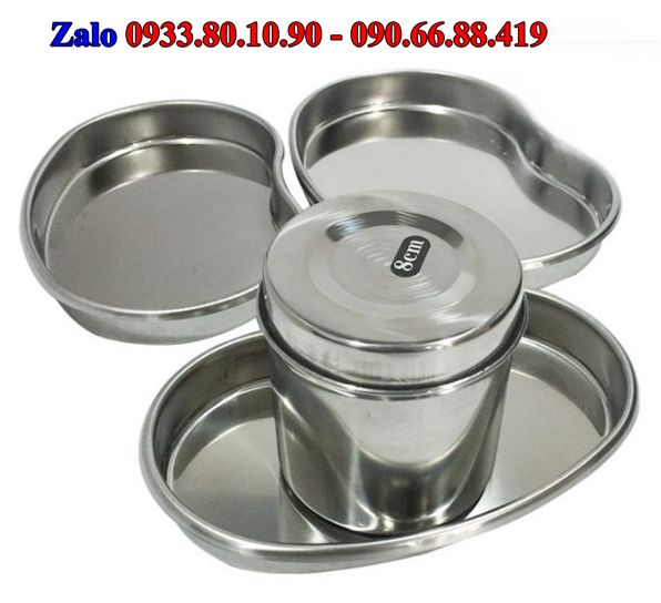 Hũ inox và Khay hạt đậu đựng dụng cụ y tế, phun xăm