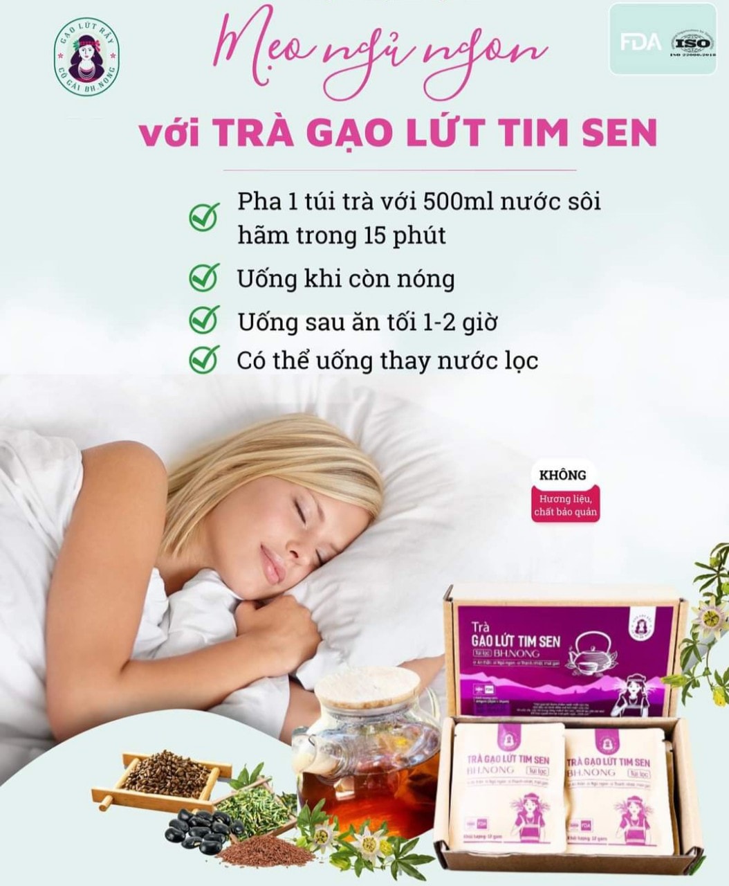 Trà gạo lứt tim sen