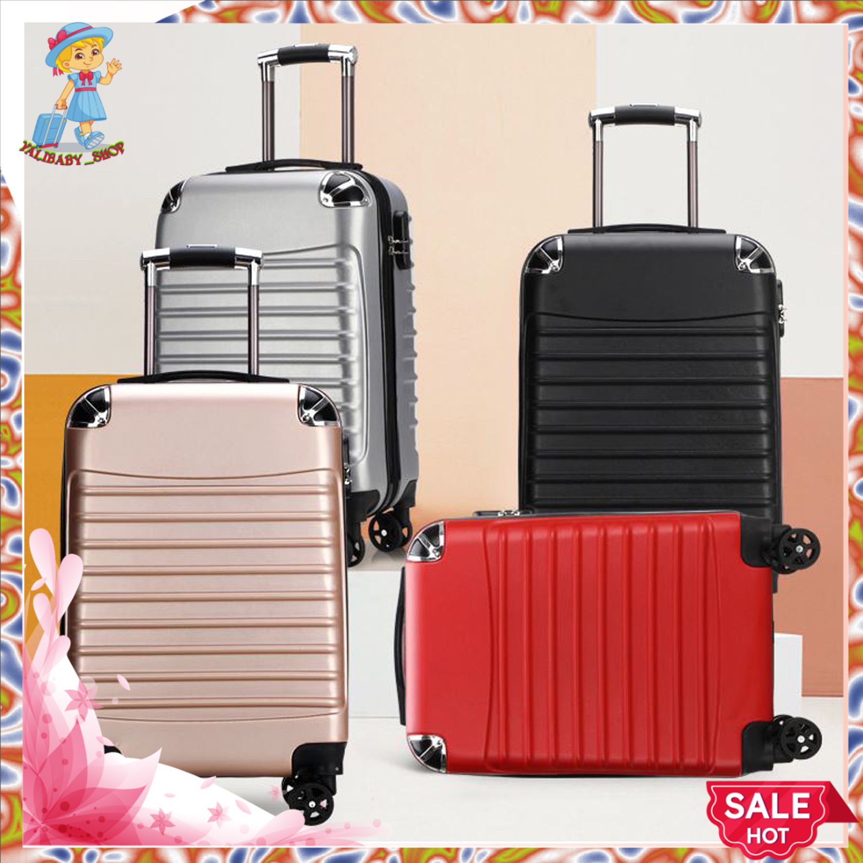 XẢ HÀNG-Vali nhập khẩu siêu bền SIZE 20-24. Vali bo góc chống va đập, trầy xước. Đầy đủ màu sắc thể hiện cá tính, trẻ trung.