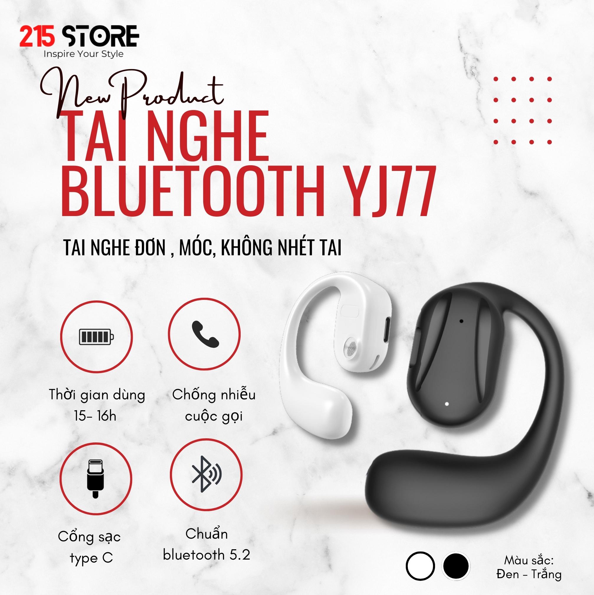Tai nghe bluetooth, tai nghe không dây, headphone 215Store YJ-77, tai nghe đơn bên trái, không nhét tai