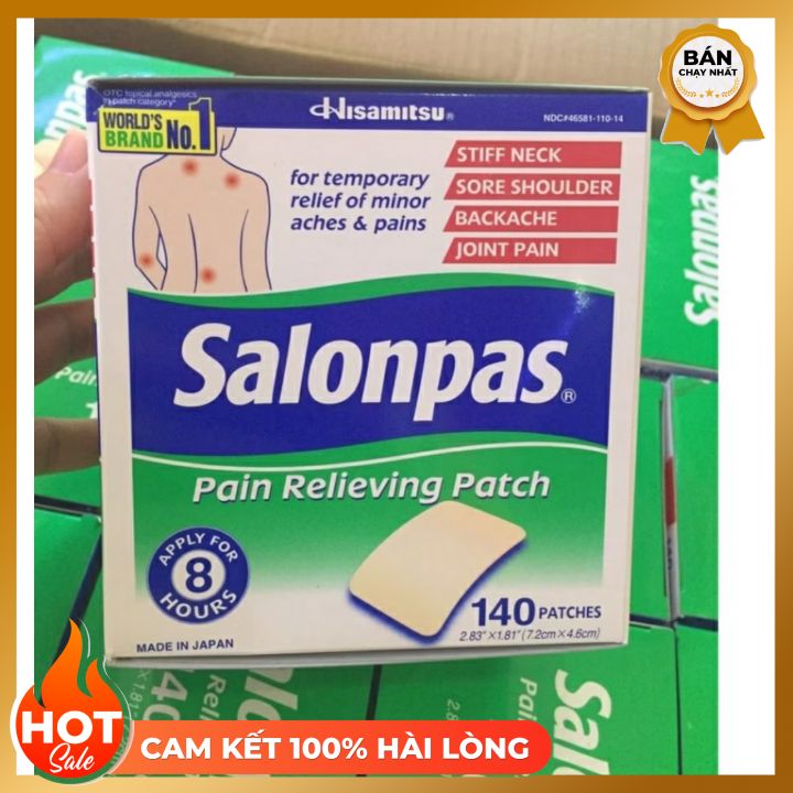 Miếng Dán Giảm Đau Hàng Mỹ Hitsamitsu Salonpas 140 miếng