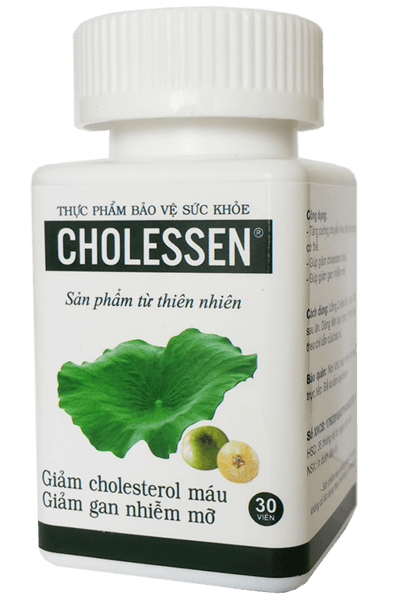 Hỗ trợ giảm mỡ máu, gan nhiễm mỡ, tăng cường chức năng gan , Cholessen- viên uống chứa chiết xuất lá sen, táo mèo tươi và các thảo dược ( lọ 30 viên)