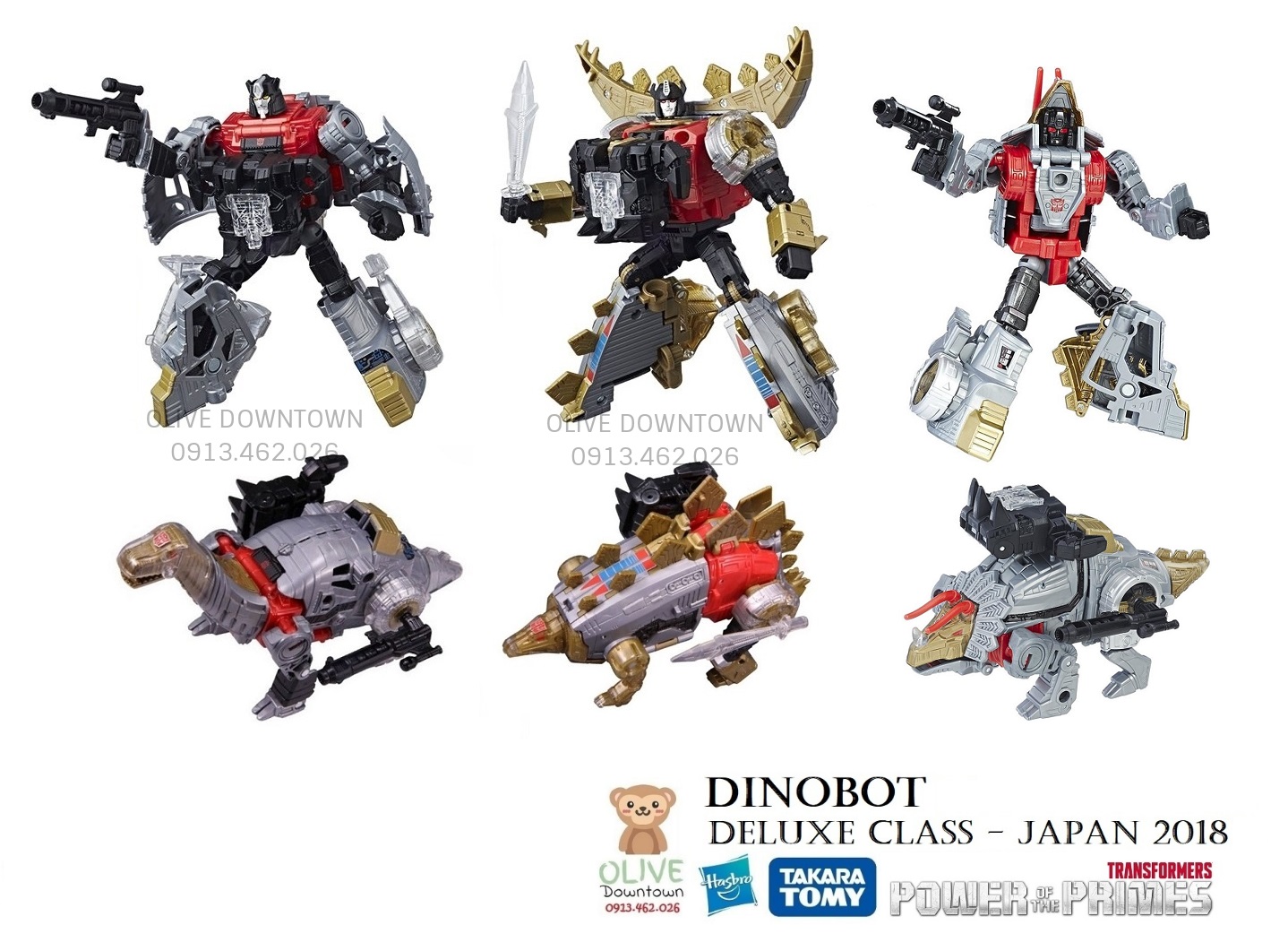3 mẫu Robot 15cm lắp ráp thành các dạng KHỦNG LONG khác nhau - Transformers POWER OF THE PRIMES