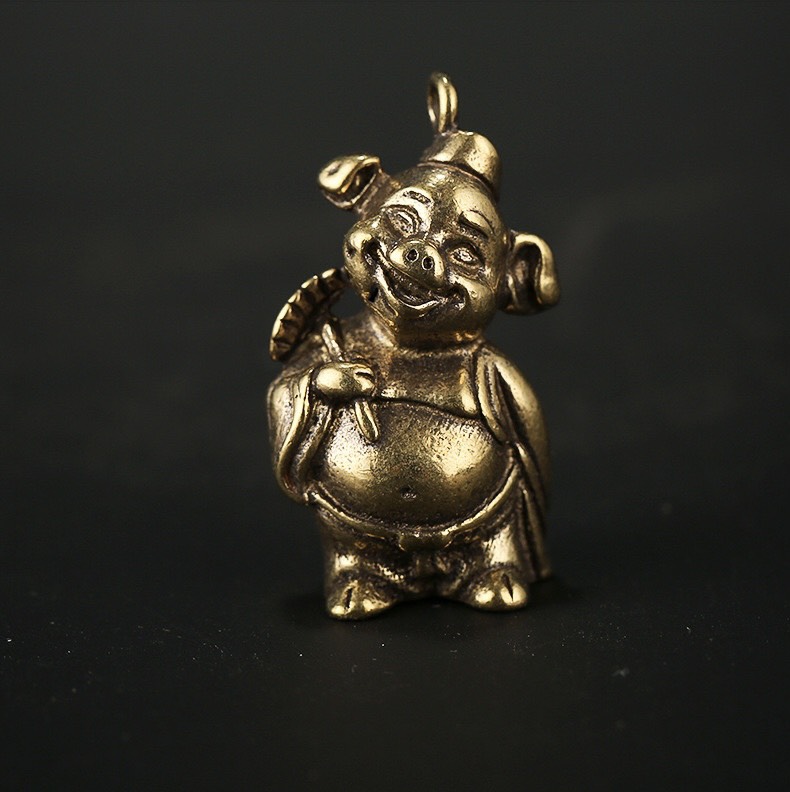 [HCM]Tượng Đồng Phong Thủy Hình Trư Bát Giới Trang Trí Đem Lại May Mắn Móc Khoá Mặt Dây Chuyền (Kích cỡ: 1.9 x 3.3cm)