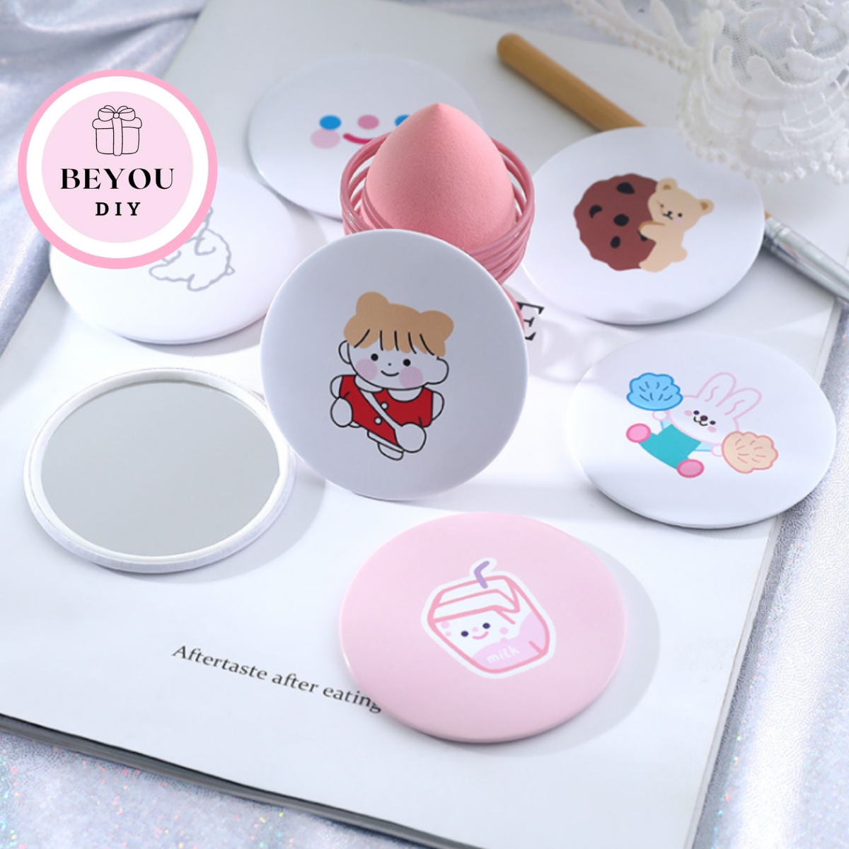 Gương tròn mini trang điểm hàn quốc - gương tròn mini bỏ túi